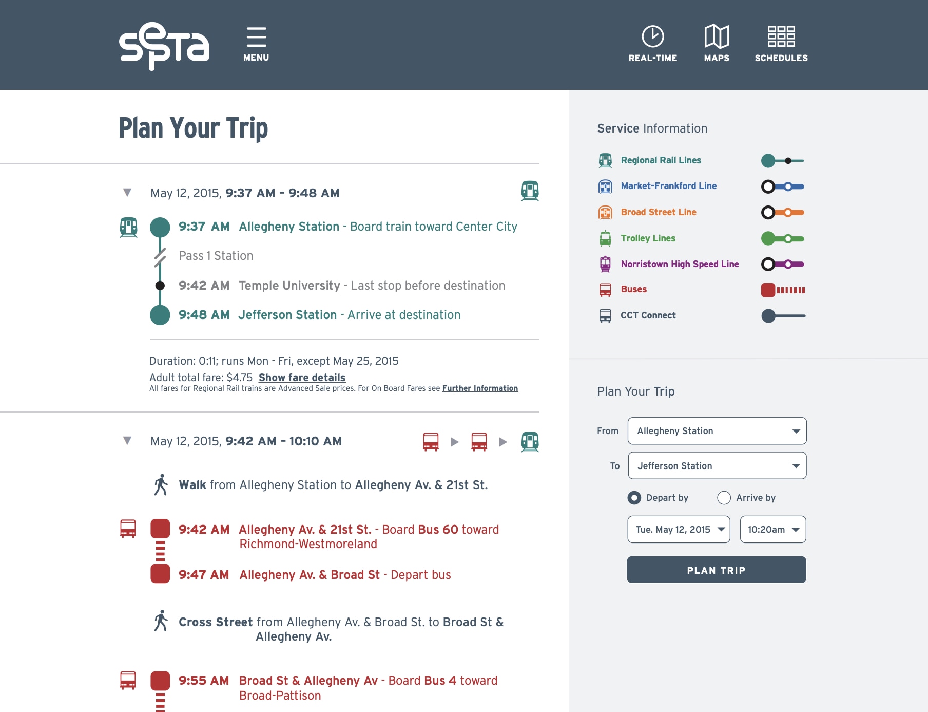 trip planner septa